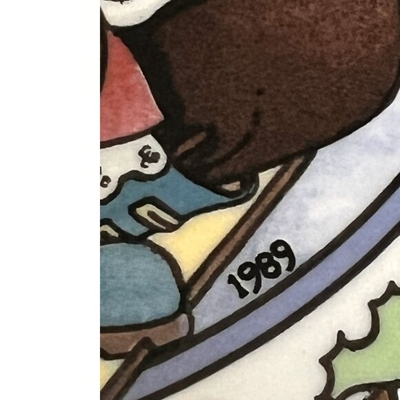 Vtg 1989 WATKINS Country Kids "Snow Magic" Ceramic Recipe Pie Plate 10.75" D - Picture 10 of 16